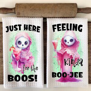 Just Her For The Boos Kitchen Towel Set, Ghost kitchen towels, Halloween Towel